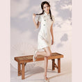 Load image into Gallery viewer, [YUEQIAO series]★Cheongsam dress★Short length Chinese style dress White White Cute Slimming look
