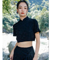 Load image into Gallery viewer, [Daiseiryusu Series] ★Chinese style T-shirt★ Tops Chinese clothing original mini length sexy black black
