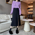 Load image into Gallery viewer, [Italy series]★China style skirt★ 4color knit skirt bottoms slit slimming beige black gray light brown
