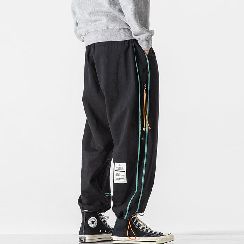 [BIGEMAN Series] ★Casual Pants★ 2color Quarter-length Bottoms Pants Unisex Men's Large Size Vertical Stripes Black Beige