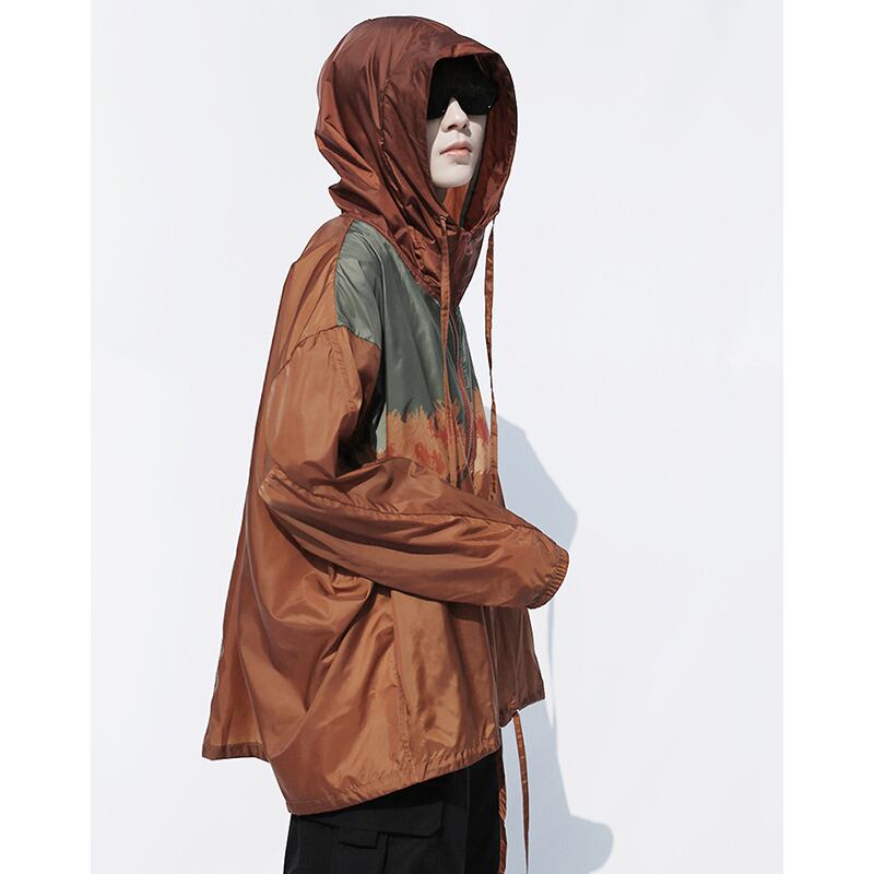 [SIN87 Series] ★UV protection★ UPF50+ Sun protection, cooling protection, thin outerwear, loose fitting, brown, unisex, men's