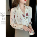 Load image into Gallery viewer, [Kuen Yume Series]★Shirt★ Floral pattern tops Ladies fashion V-neck Improves temperament Chiffon print
