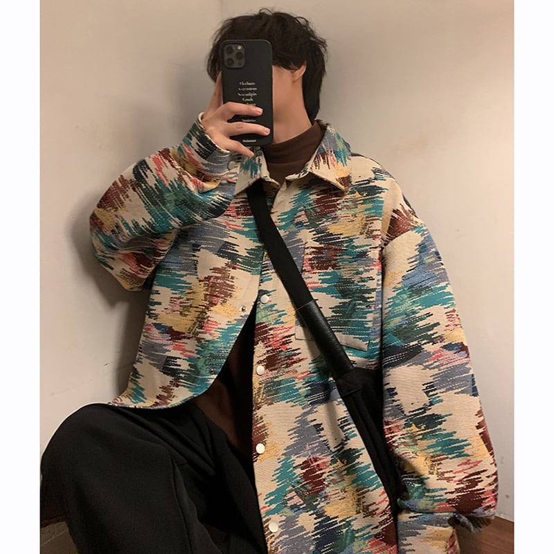 [PPDJ Series]★Jacket★ Outerwear, oil painting style, unisex, men's, large size, cool, easy to match