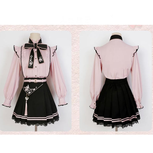 [Kanru First Series] ★Chinese style setup Single item order★ Shirt or Skirt Lolita Cute Pink Black