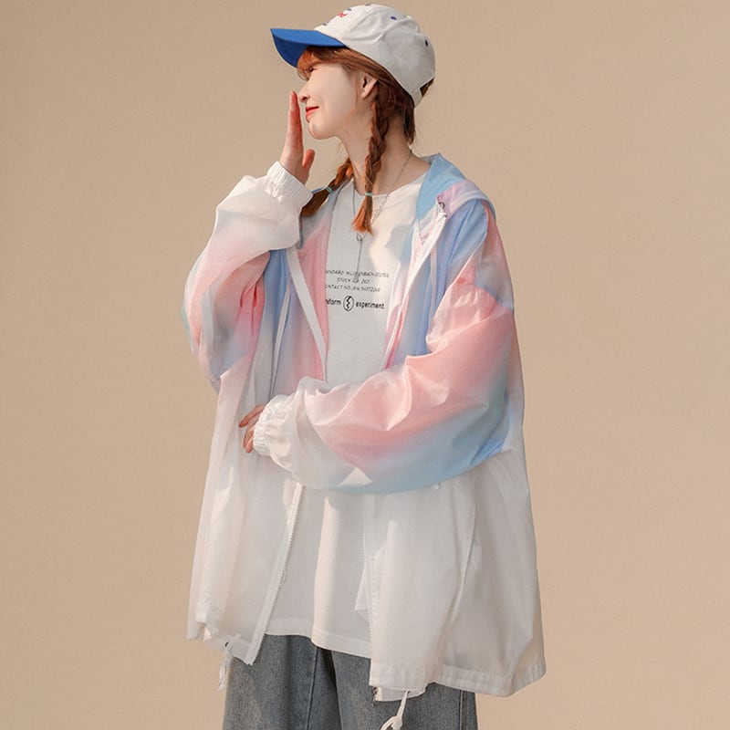 [GEBOXUAN Series] ★Thin Jacket★ 2color Outerwear Summer Clothes Sun Protection Unisex Men's Cute Gradient