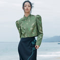 Load image into Gallery viewer, [Big Blue Dragon Series]★China style outerwear★ Tops Shirt Bamboo Green Green Mini Length Chinese Clothes Improves Temperament
