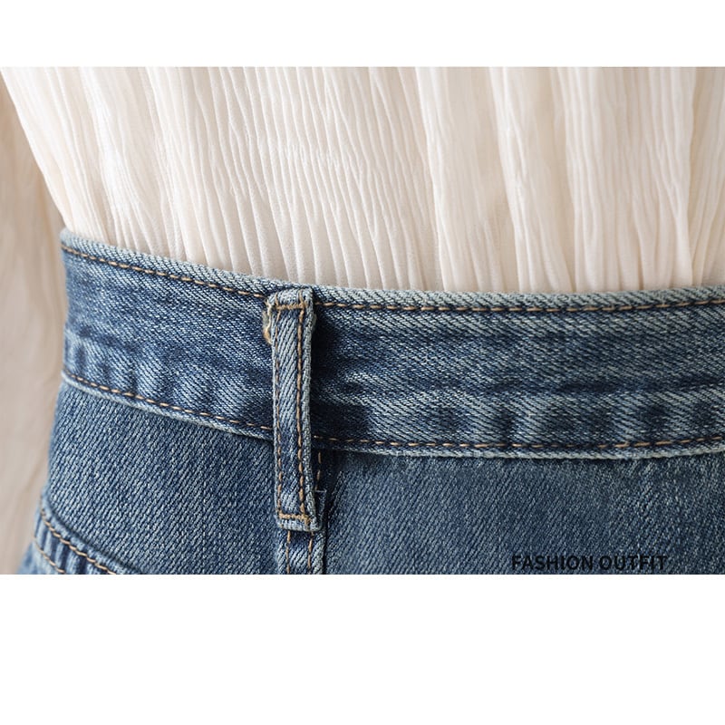 [XIANXIAN Series]★Denim Skirt★ Bottoms Ladies High Waist Blue Blue