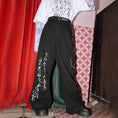 Load image into Gallery viewer, [Old Monster---Preface Series]★China style pants★Bottoms Gaucho pants Text pattern Black Black
