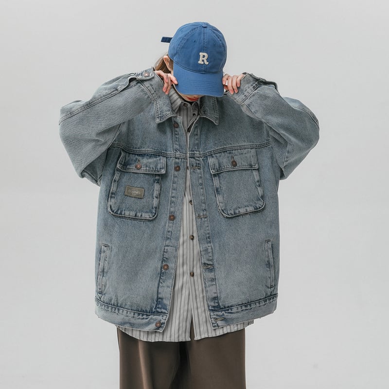 [FKZ Series]★Jacket★ 2color Outer Denim Jacket Unisex Men's Loose Spring Clothes Jeans