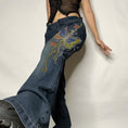 Load image into Gallery viewer, [ROCK MORE Series] ★Denim Pants★ Bottoms Butterfly Fashion Ladies Blue Blue SML Easy to match
