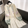 Load image into Gallery viewer, [Only Cats Series] Chinese-style dress, hoodie dress, embroidery, long sleeves, cute, beige, Chinese clothing
