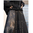 Load image into Gallery viewer, [Kyodo Series]★China style skirt★Bottoms Unisex Men's Switching Text Pattern Black Black Slit
