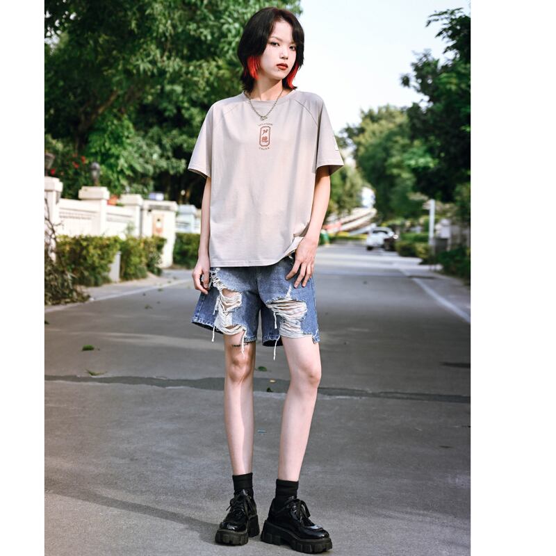 [Kokaisha---Renketsu Rules Series]★China style trousers★Shorts, half-length, denim, fashion, blue, blue