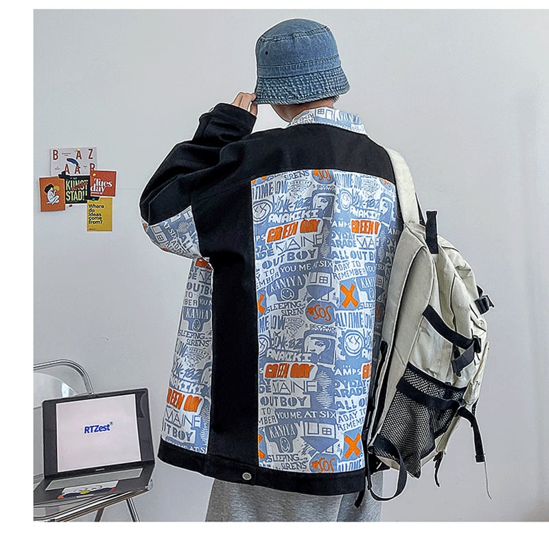 [Special Series]★Jacket★ 4color Outerwear Stadium Jacket Unisex Fashion Switching Print