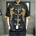 Load image into Gallery viewer, [JUNYI Series]★Chinese Style Shirt★ Embroidery Dragon 2color Unisex Men's Large Size Chinese Clothes Black White
