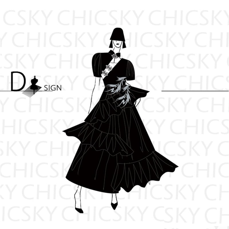 [chicsky---Night Flower Series] ★Chinese style dress★ 2color Improved Chinese style dress Black White Black White