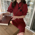 Load image into Gallery viewer, [KEKE Series]★China Dress★ 2color Short Length Date, Graduation Ceremony, Wedding, Slimming Chinese Clothing SML Red Black Short Sleeve
