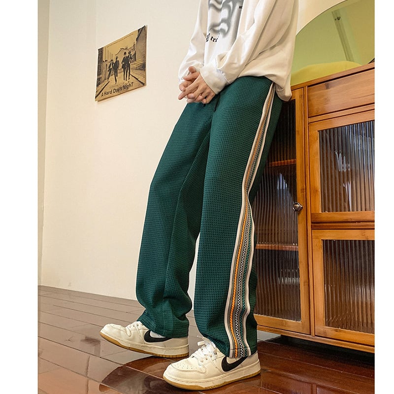 [YANDAN Series] ★Casual Pants★ 3color Bottoms Trousers Unisex Men's Large Size Vertical Stripes Sports Style