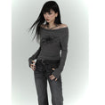 Load image into Gallery viewer, [LadyGhost Series] ★Tops★ Off-shoulder sexy unique gray gray easy to match
