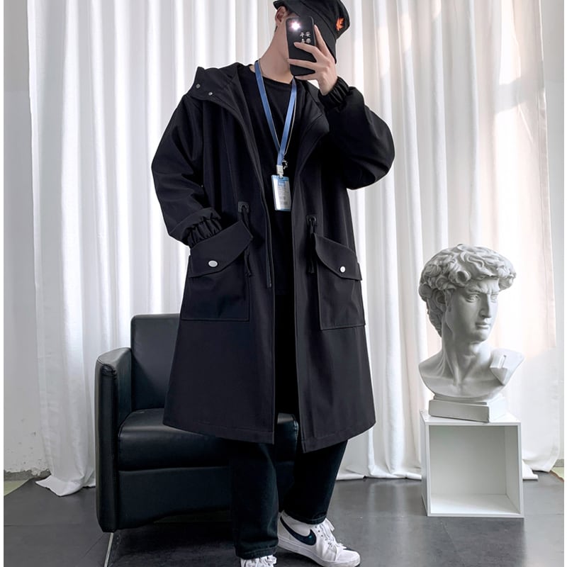 [Kaei Series] ★Trench coat★ 3colors Black, green or light brown, cotton insert type available, hooded, hat included