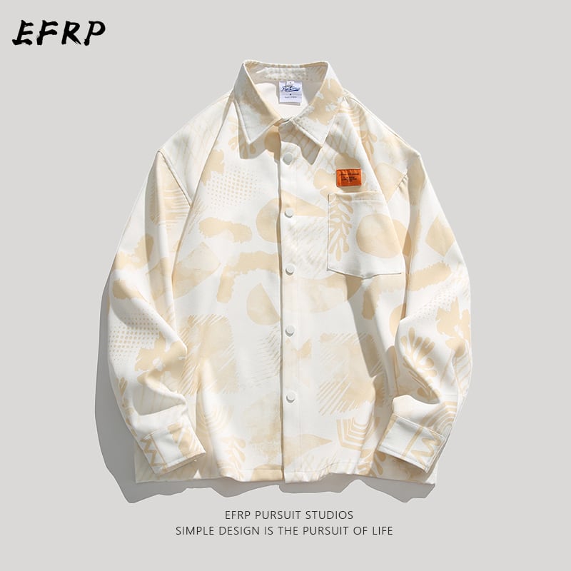 [EFRP Series]★Shirt★ 2color Tops Unisex Men's Blue Yellow Floral Pattern ML XL 2XL Print