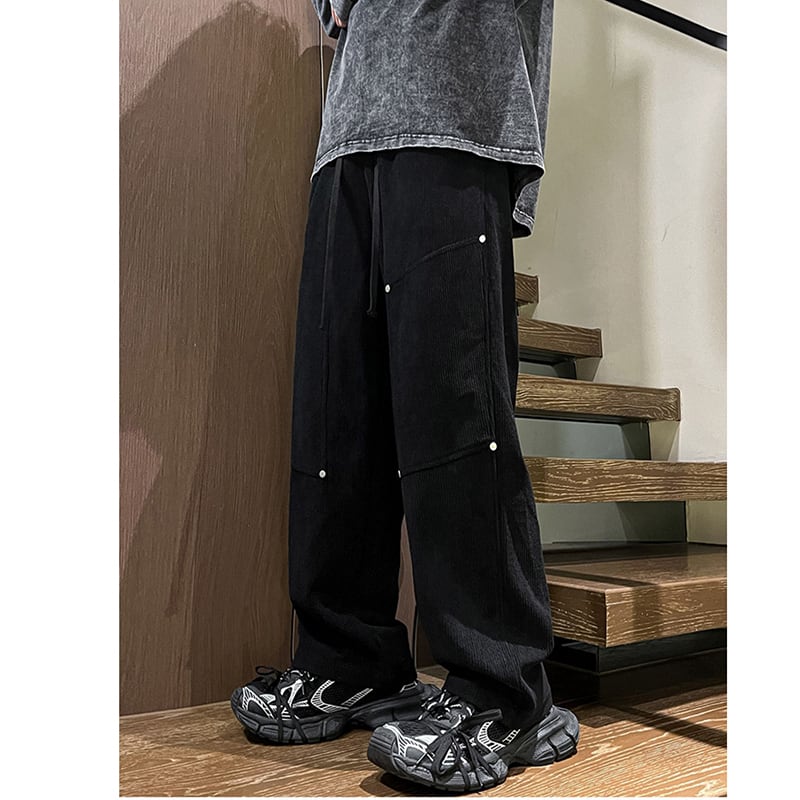 [DFBL Series]★Casual Pants★ 3color Bottoms Trousers Corduroy Unisex Men's Black Coffee Color Gray