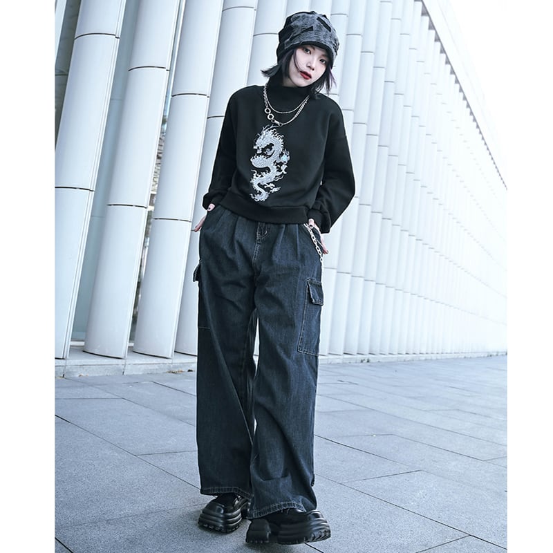 [Old Monster---Fugitive Coastline Series] ★Denim pants★ Casual pants Gaucho pants Harajuku style Street