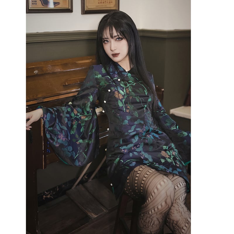 [Furo FRONT Series]★Improved Chinese dress★ Chinese style dress Original speaker sleeve