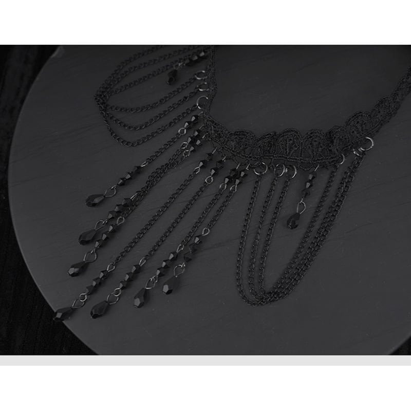 [Koseiryushu Series] ★Necklace★ Ladies Accessories Fringe Black Black Lace Sexy