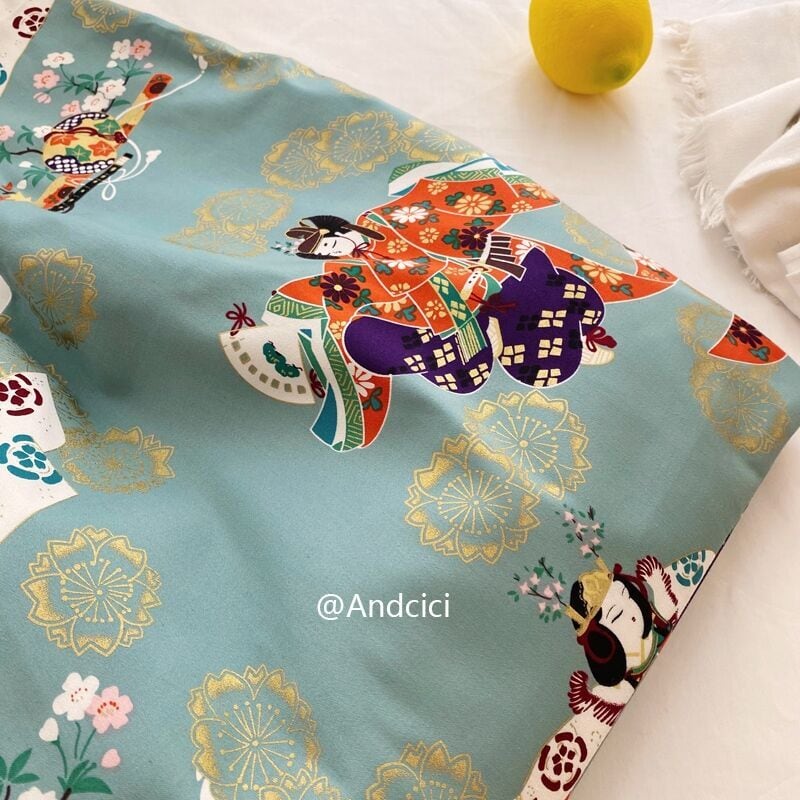 [ANDCICI Series]★China style bag★ Floral pattern, human pattern print, retro, commuting, office, large capacity, casual, green, green