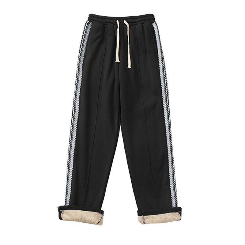 [Leonbinno Series] ★Pants★ Newly added brushed lining type Casual pants Slit Vertical stripes Striped pattern Black Black ML XL 2XL