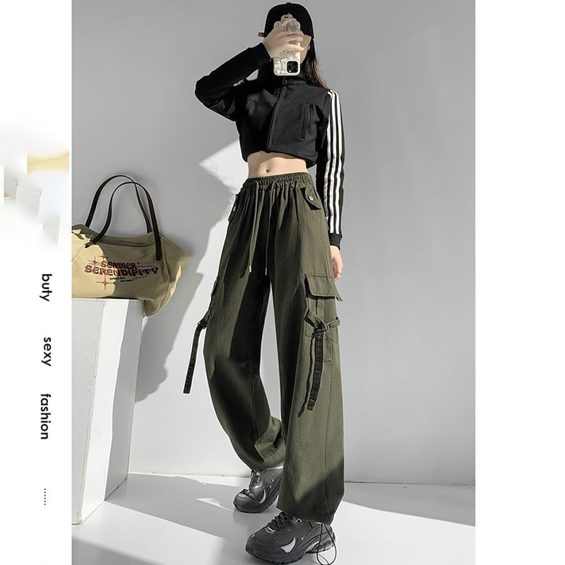 [Tomato Series]★Casual Pants★ 2color Bottoms Trousers Black Green Autumn Clothes Easy to Match