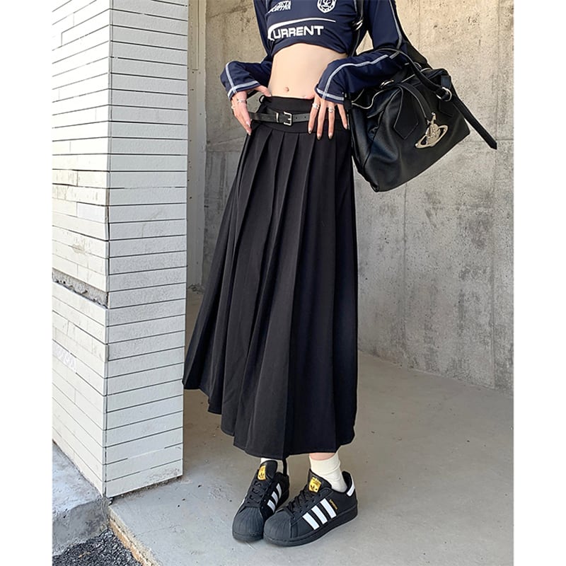 [Shoujo Kaira Series]★Skirt★ 3color Bottoms Pleated Skirt Black Gray Black Gray Slimming Easy to Match SML