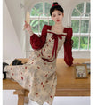 Load image into Gallery viewer, [JIGUJIGU series] ★China style dress★ Switching ribbon, large size, improves temperament, commuting, date, red, red, floral pattern
