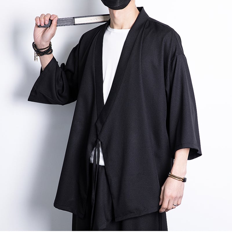 [MUFENG Series] ★Happi coat★ 2color Plain Chinese Style Unisex Men's Large Size Black White