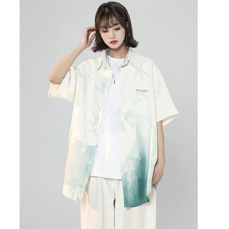 [SENSU Series]★Shirt★ 3color Short Sleeve Tops Short Sleeve Shirt Unisex Men's Print Gradient