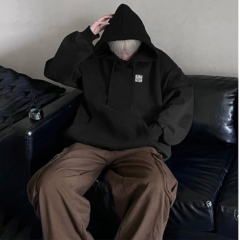 [JIARONG series] ★China style hoodie★ 3color tops letter pattern unisex men's black coffee color red