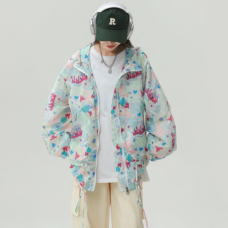 [CHAOMEICHEN Series] ★Jacket★ 2color Outer Thin Summer Clothes Sun Protection Unisex Men's Print