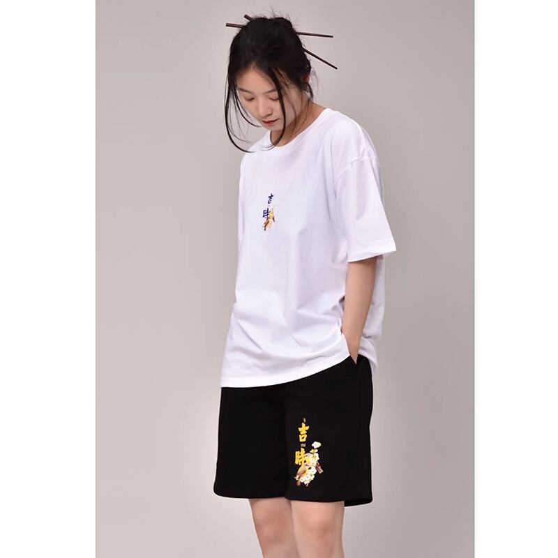 [Mumuki Series]★China style T-shirt or shorts★Short sleeve T-shirt Letter pattern 3color Unisex Men's Large size