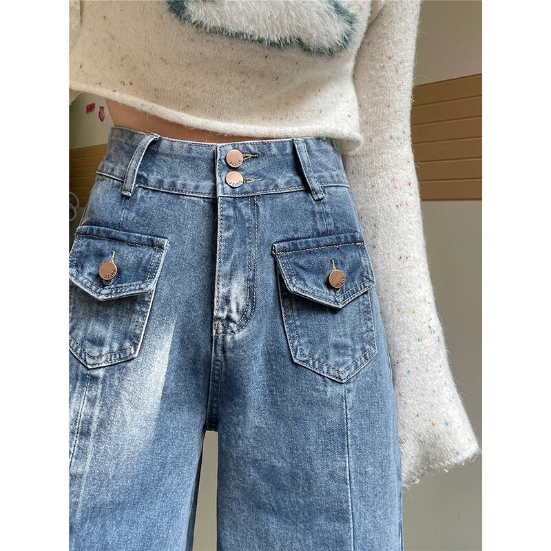 [Y6Y Series]★Denim Pants★ Bottoms Trousers Designed Women's Stylish Blue Blue SML XL