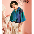 Load image into Gallery viewer, [Yangji Great Dream Series]★Shirt★ Tops Gradient Blue Blue V-neck Short Sleeve Shirt Loose
