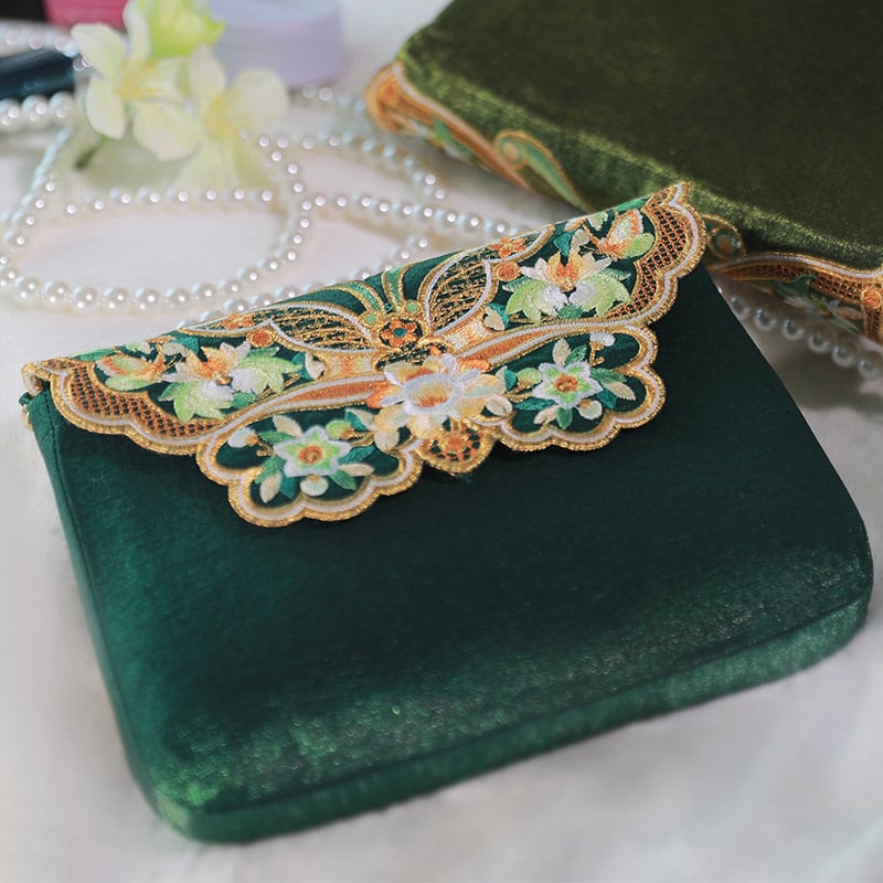 [Shimizu Kei Series]★China style bag★ 4color chain shoulder blue green cute embroidery original easy to match