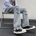 Load image into Gallery viewer, [YOILIN Series] ★Denim Pants★ Casual Pants 2color Unisex Men's Large Size Blue Black
