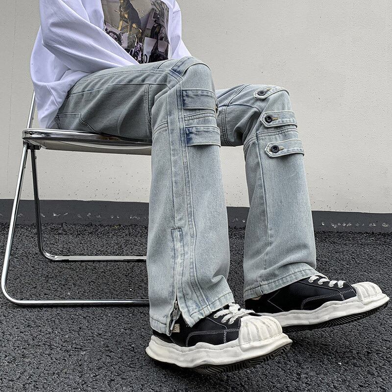 [YOILIN Series] ★Denim Pants★ Casual Pants 2color Unisex Men's Large Size Blue Black