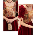 Load image into Gallery viewer, [DUZI Series] ★Party Dress★ One Piece Oil Painting Style Switching Velvet Red Red Coming of Age Ceremony Photography Wedding
