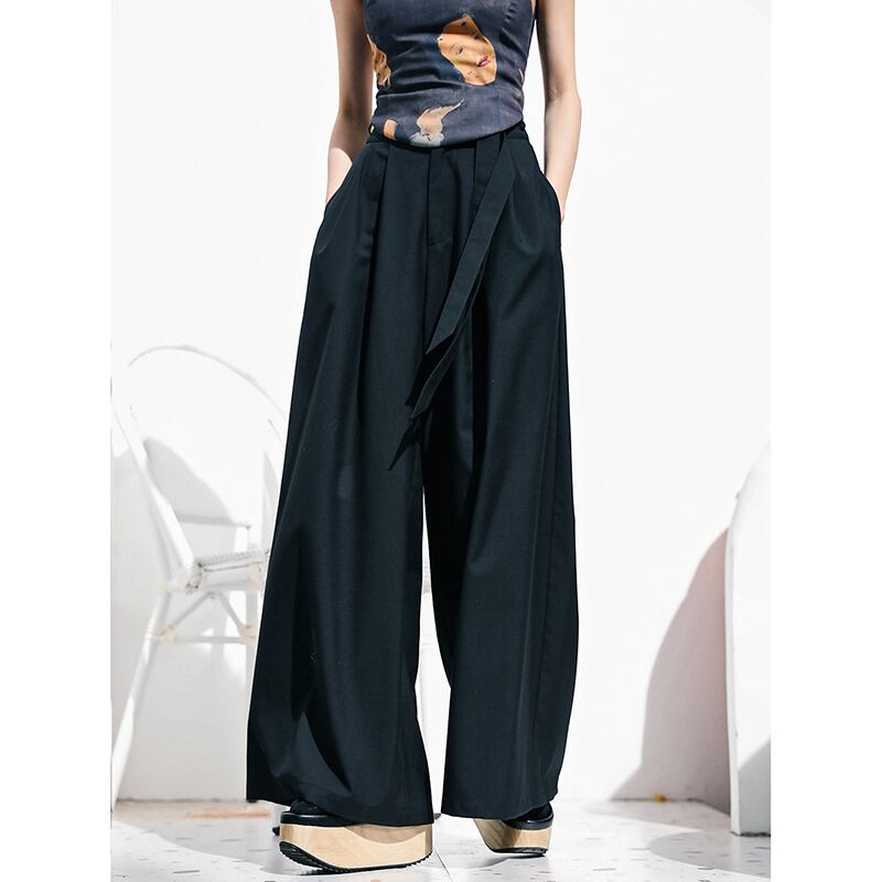 [Daiseiryusu Series] ★Pants★ Bottoms Casual Pants Black Black High Waist Slimming Plain