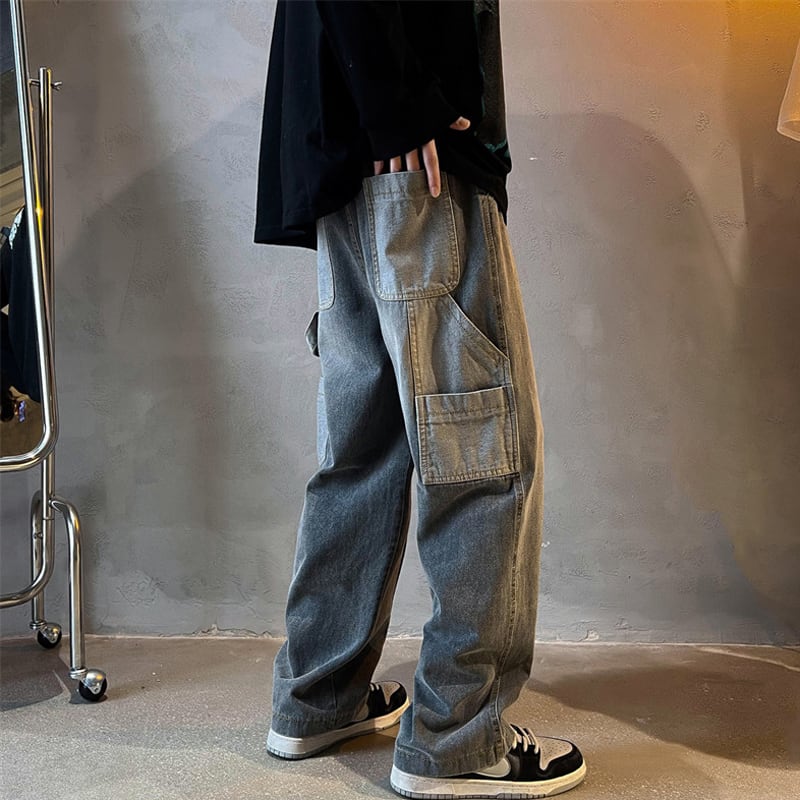 [TUNXI series] ★Denim pants★ 2color bottoms, unisex, men's, pocket, retro, slimming, easy to match