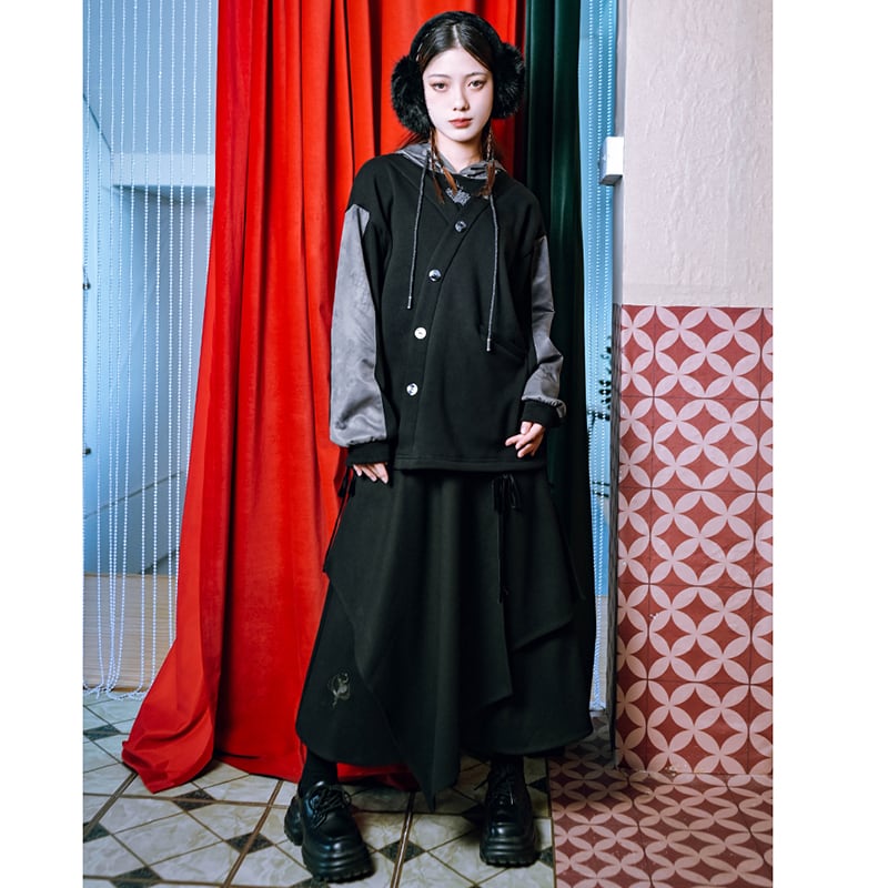 [Kokaisha --- Dragon dyed series] ★China style hoodie★ Tops Fleece lining, fake layered, color scheme