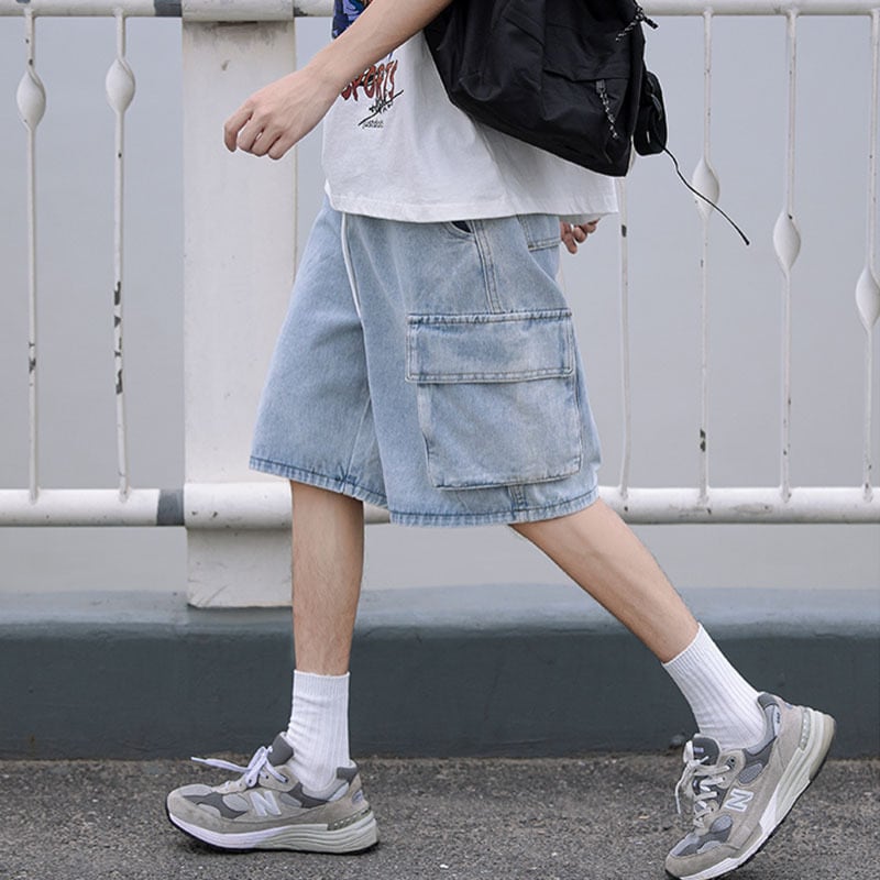 [BIGEMAN Series]★Denim shorts★ 2color bottoms short length pants unisex men's large size denim pants