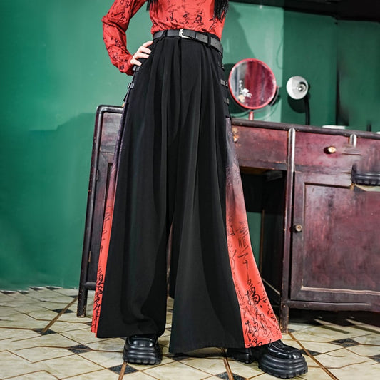 [Kokaisha---Shinkyo Series]★China style trousers★Bottoms Gaucho pants Letter pattern Slimming Easy to match